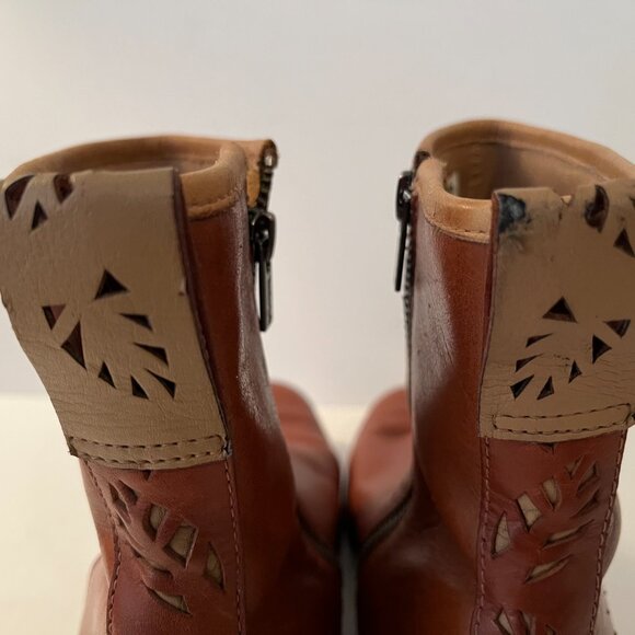 Timberland Brown Leather Ankle Boots Zip Closure Block Heels ~ Women's Size 10W - Picture 8 of 15